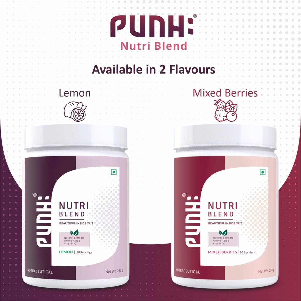 Punh Nutri Blend Available in 2 Flavours - Mixed Berries & Lemon